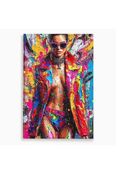 Luxcanva Tablou Canvas Femeie Fashion Abstracta 70x100 cm pe Sasiu Lemn Podiu...