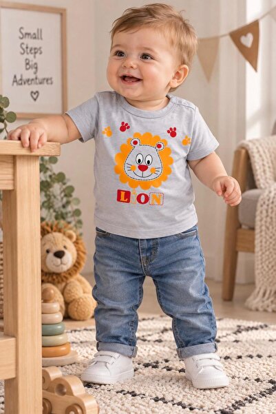 Lumos Trade Baby Boy 100% Cotton Lion Printed T-Shirt – 6-9 Months