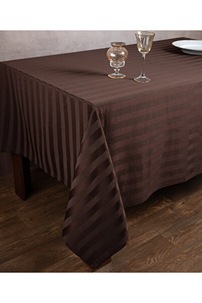 Silk Fashion Τραπεζομάντηλο ριγέ dimitra (130cm x 170cm) καφέ