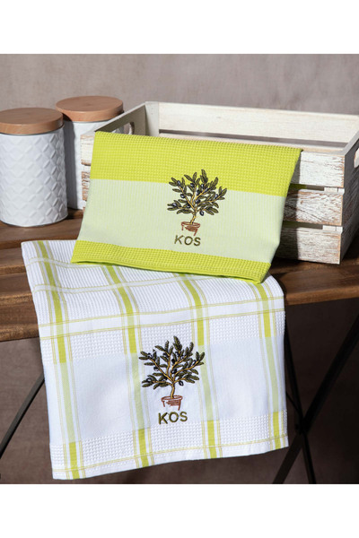 Silk Fashion Σετ 2 πανιών κουζίνας (50εκ x 70εκ) πράσινο pot KOS