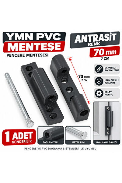 YMN Antrasit Pvc Pencere Pimapen Menteşesi 70 MM (UZUNLUK :7 CM) 1 Adet Gönde...
