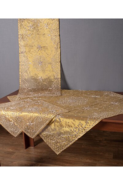 Silk Fashion Τετράγωνο (100εκ x 100εκ) Εράτο Χρυσό