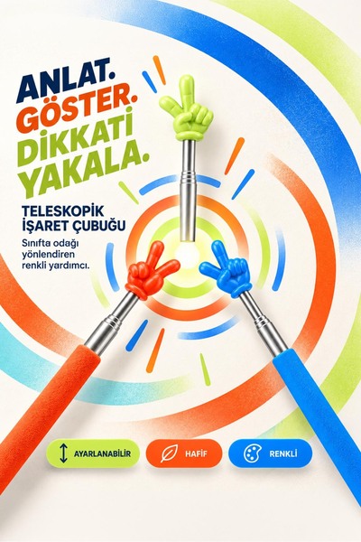 Artvibe Πολύχρωμο τηλεσκοπικό ραβδί δείκτη για δασκάλους, ρυθμιζόμενο μήκος, ...