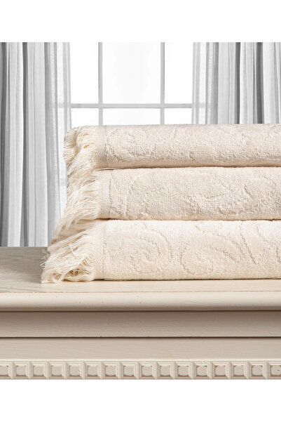 Silk Fashion Βαμβακερή πετσέτα ζακάρ ALICIA 520gsm (80εκ x 150εκ) κρεμ