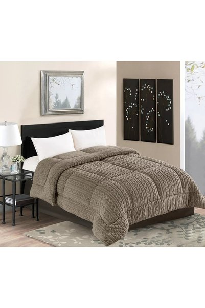 Silk Fashion Καπιτονέ πάπλωμα με πλέξη (240εκ x 260εκ) καφέ -
