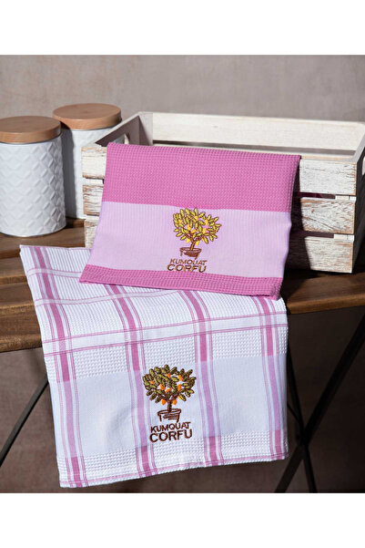 Silk Fashion Σετ 2 πετσετών ποτηριών (50εκ x 70εκ) ροζ κουμκουάτ ΚΟΡΦΟΥ