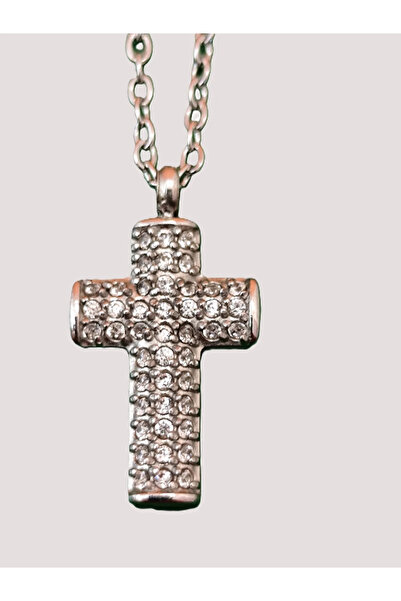 Peach Jewelry Μικρό ατσάλινο σταυρός με ζιργκόν