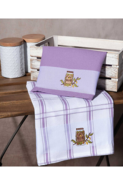 Silk Fashion Σετ 2 πετσετών κουζίνας (50εκ. x 70εκ.) με σχέδιο λιλά βάζο