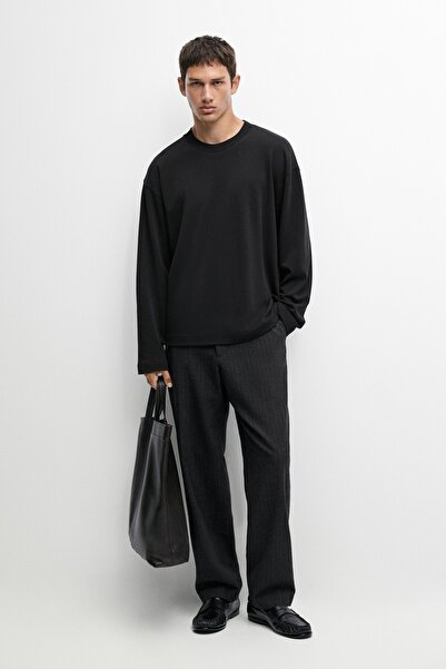 Massimo Dutti %100 pamuklu boxy kesim uzun kollu t-shirt