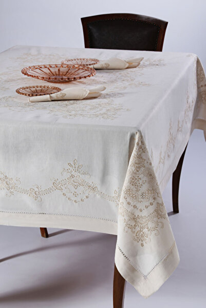 Silk Fashion Χειροποίητο τραπεζομάντιλο 3X43 (170εκ x 220εκ) μπεζ
