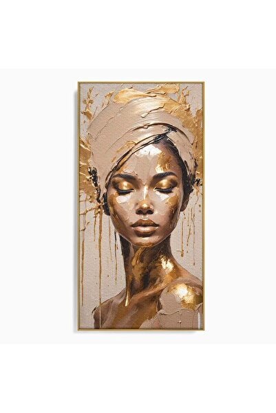 Luxcanva Tablou Canvas Portret Regal 50x100 cm cu Rama Auriu Stralucire Femei...