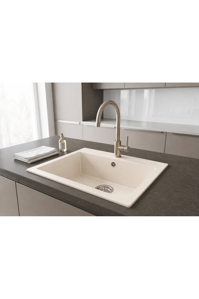 GÜNEY ANKASTRE RealStone K002 DIDYMA 60 60×53 cm Krem Granit Evye + Tekli Sif...