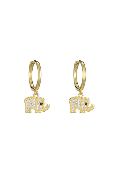 Peach Jewelry Σκουλαρίκια Κρίκοι Ελέφαντας Ασήμι 925 Επιχρυσωμένα Σύμβολο