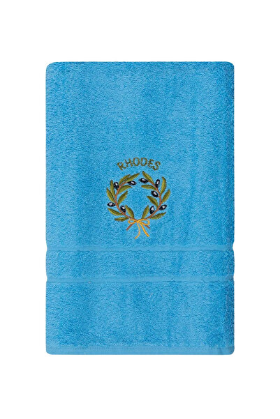 Silk Fashion Πετσέτα προσώπου (50εκ x 100εκ) Γαλάζια με Κορώνα ΡΟΔΗ -