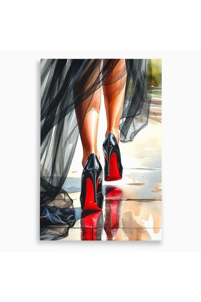 Luxcanva Tablou Canvas Eleganta In Miscare 50x70 cm pe Sasiu Lemn Pantofi Mod...