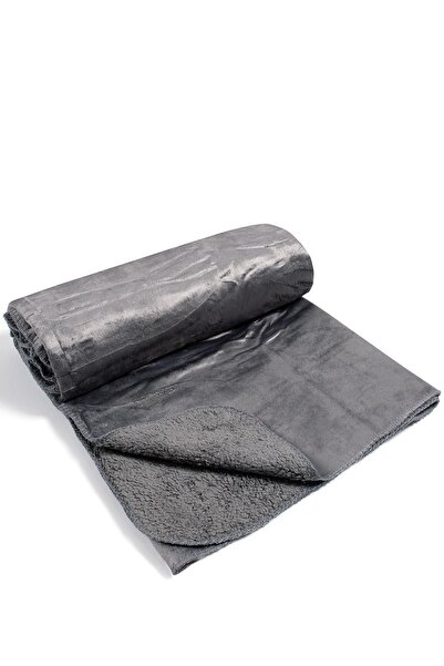 Silk Fashion Βελούδινη κουβέρτα φλις με σέρπα (170εκ x 220εκ) γκρι