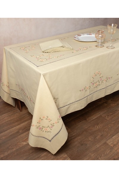 Silk Fashion Χειροποίητο Τραπεζομάντιλο 7421 (170εκ x 210εκ) Ελιά -