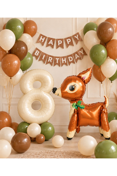 ALYA Party 8 Years Old Deer Themed Birthday Balloon Set 1-9 Years Old |   Foi...