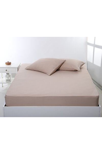 Silk Fashion Σεντόνι με λάστιχο από ζέρσεϊ (160cm x 200cm + 35cm) σκούρο μπεζ -