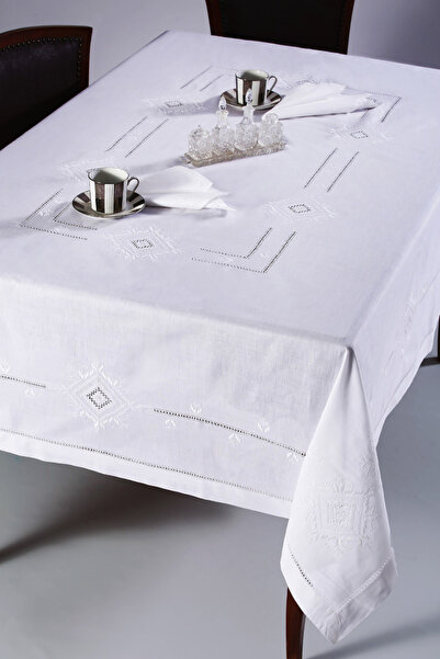 Silk Fashion Χειροποίητο τραπεζομάντηλο 8122 (170cm x 220cm) λευκό -