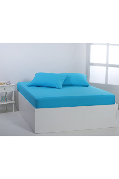 Silk Fashion Βαμβακερό σεντόνι (225εκ x 267εκ) σε χρώμα μπλε ποταμού