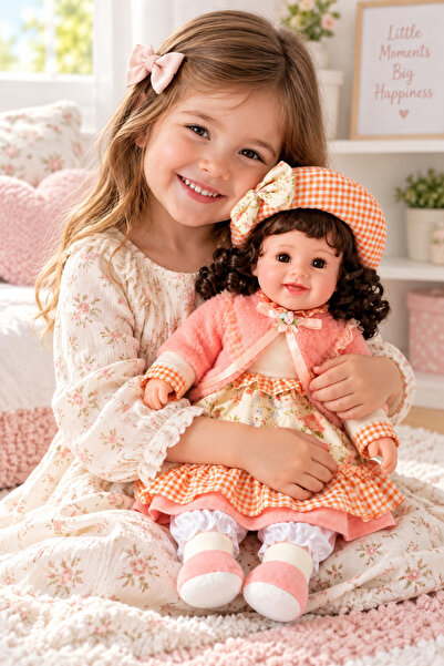 Toy Factory Cute Fashion Doll with Curly Hair & Floral Dress – Bonnet Hat, So...