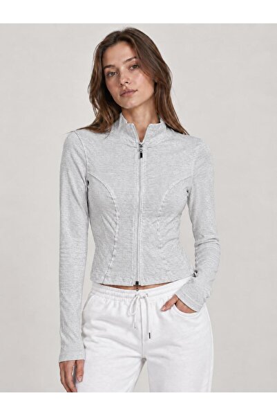 TENA Women's Snow Melange Front Double Zipper Camisole Blouse with Stitching ...