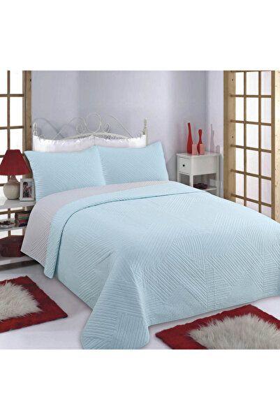 Silk Fashion Σετ κουβερλί (220εκ x 240εκ + 2 x 50εκ x 70εκ) με γραμμές γαλάζι...