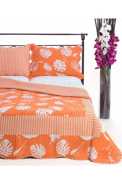 Silk Fashion Σετ κουβερλί (220εκ x 240εκ + 2 x 50εκ x 70εκ) 350 πορτοκαλί
