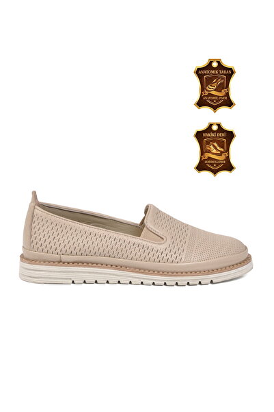 Voyager Women's Beige Genuine Leather Anatomical Comfortable Sole Casual Shoe...