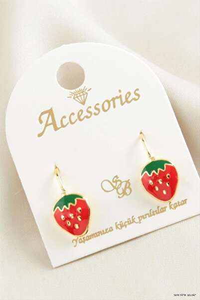 ZERO LAND Spt-Gld Strawberry Enamel Clip (145034) Earrings Yellow
