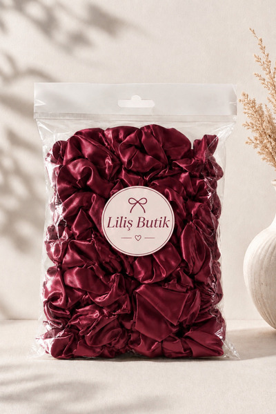 Liliş Butik 50’li Bordo Saten Toka Seti Kına Hediyelik Simit Lastik Toka