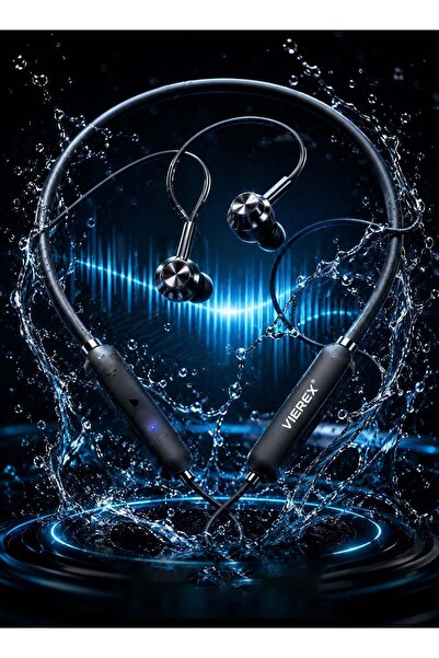 VIEREX VE-F1 Wireless Sports Neckband Earphones – IPX5 Waterproof Bluetooth Headphones with Microphone, 7-Hour Playtime & Secure Fit for Running, Gym, and Workouts – Black