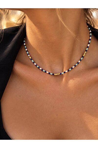 By Song Aksesuar Amazonit,lapis lazuli, kum inci ve hematit doğaltaşlı kolye
