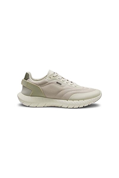 BOSS Men's Leather Comfortable Sole Daily Use Beige Sneaker