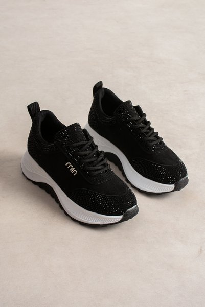 Madam Tarz Ljn-6026 Thick Sole Stone Suede Laced Sports Shoes