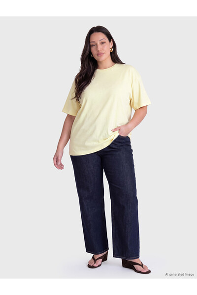 LC Waikiki Lcw Curve Yellow Large Size Women's T-Shirt
