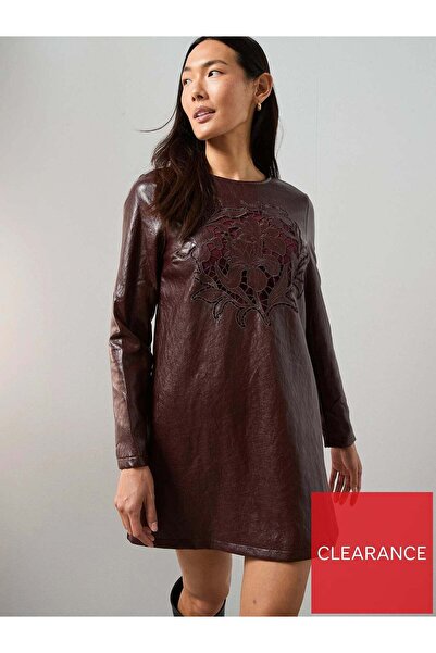 Sheya Rochie imitație de piele, bordo - L