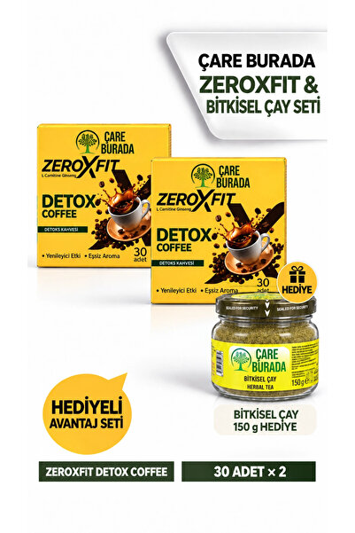 Çare Burada Zeroxfit Detox Coffee 60 Adet (2 Kutu) + 150 Gr Bitkisel Çay Hedi...