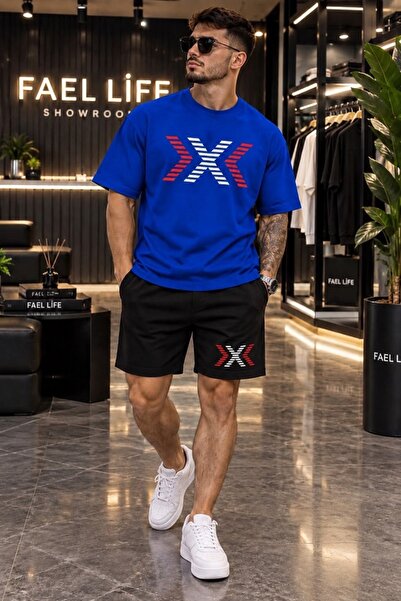 FAEL LİFE New Season Unisex T-Shirt and Shorts Set with Arrow X Print