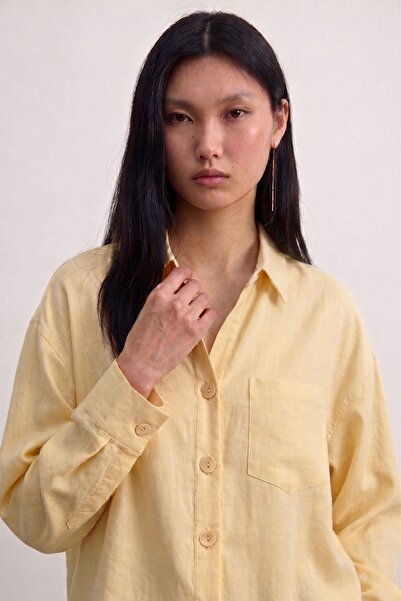 Shopping Shop Oversize Shirt with Pockets Yellow