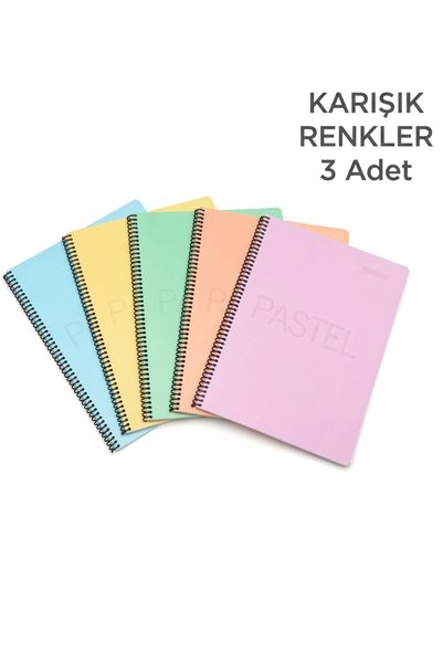 sfs elektrik Notebook A4 Flex Pastel Spiral Notebook 80Yp Lined 3Pcs
