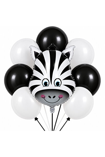 genaja Set baloane zebra safari copii – balon folie 40 cm + 6 baloane latex 2...