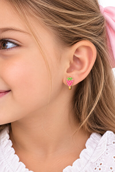 Sweet bunny Steel Children's Earrings with Strawberry Figure, Colorful Cute H...