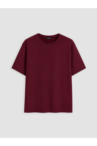 LC Waikiki Lcw Curve Burgundy Large Size Crew Neck Women's T-Shirt