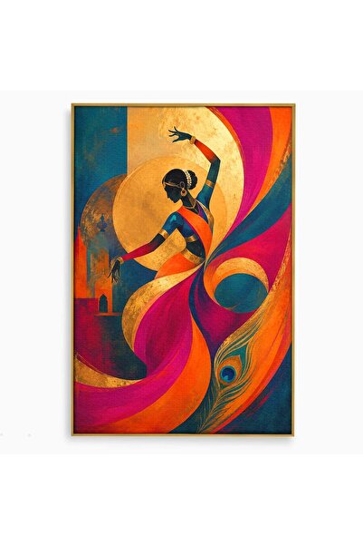 Luxcanva Tablou Canvas Dansatoare Indiana 40x60 cm cu Rama Auriu Dansatoare I...