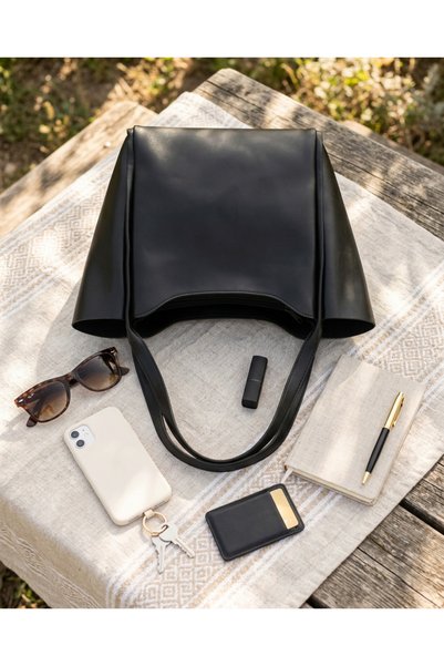 LİVORA Black Leather Look Women's Shoulder Bag