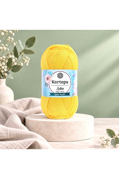 Kartopu Lotus Merserize Görünümlü Microfiber Örgü İpi K323 Canlı Sarı 1 Adet