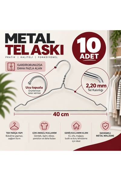 Metal Elbise Askısı Kıyafet Askısı Pantolon Askısı İnce Tel Askı