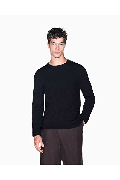 Armani Exchange Men's Long Sleeve Round Neck Navy Blue Sweater
